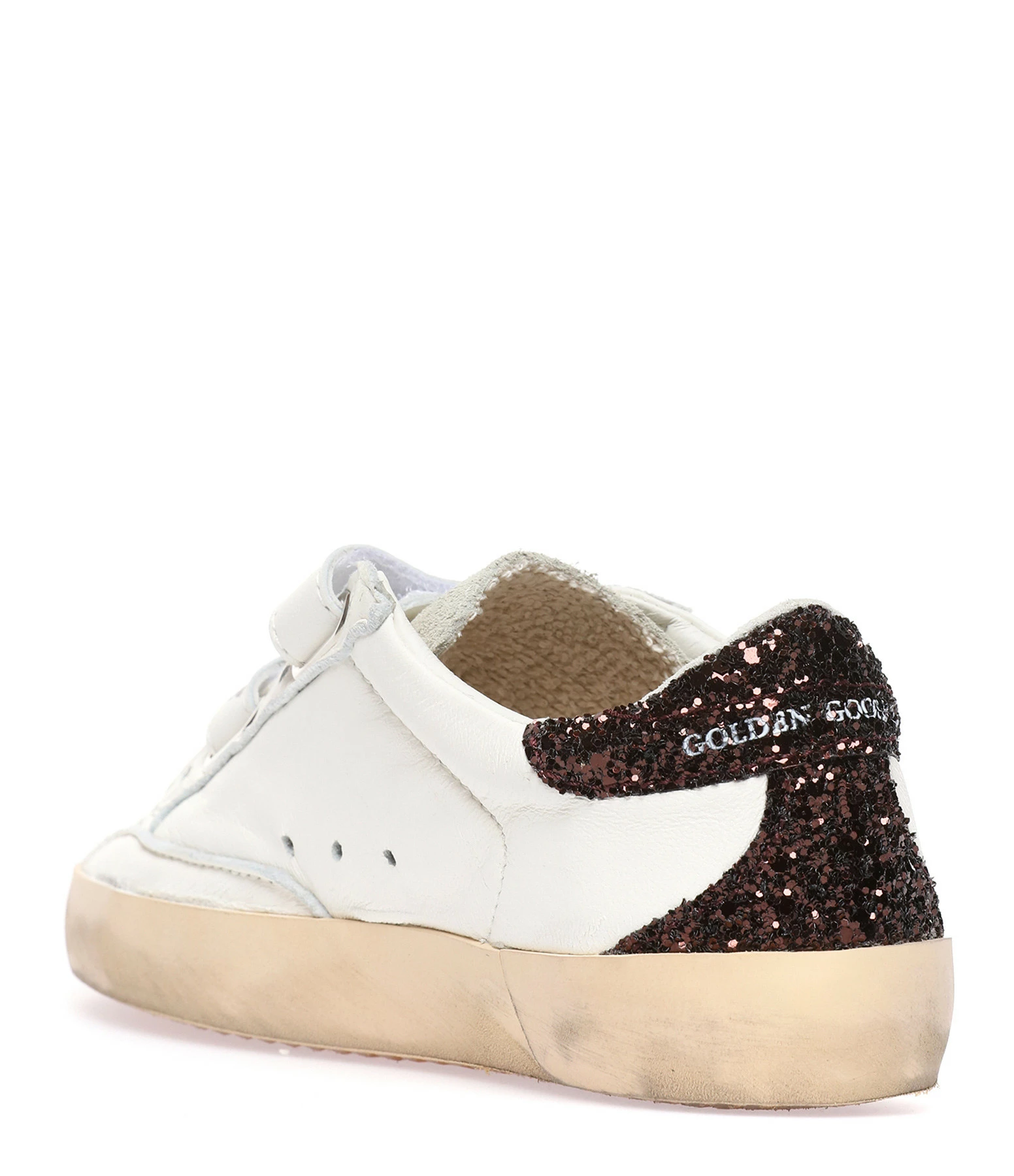 Golden Goose Baskets Enfant Old School Cuir Blanc Argenté Café 5 Golden Goose Baskets Enfant Old School Cuir Blanc Argenté Café – Image 3