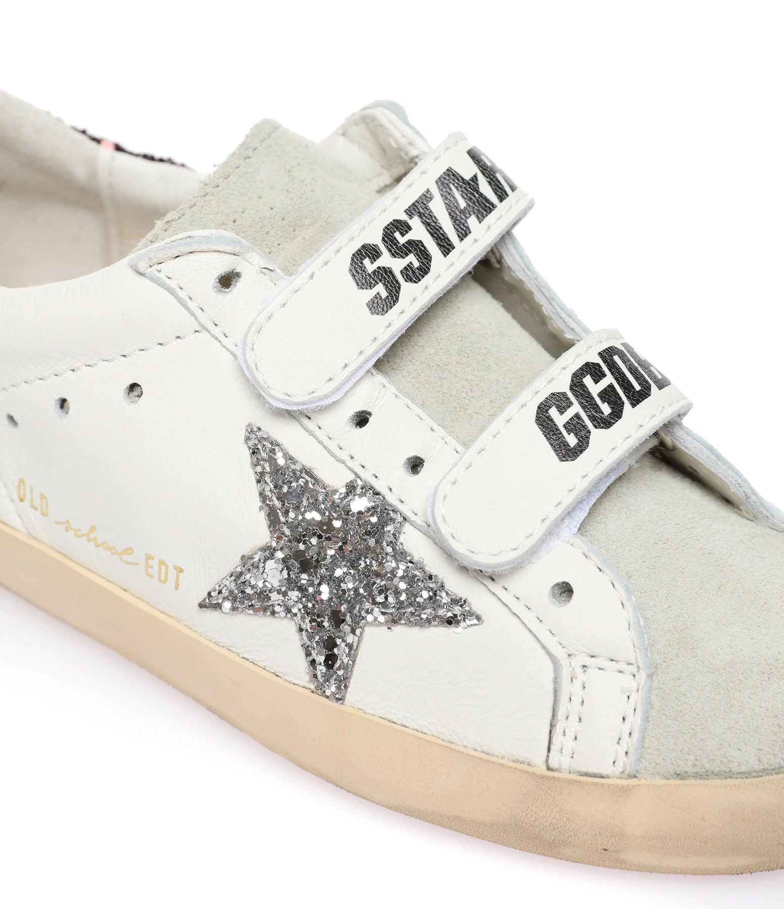 Golden Goose Baskets Enfant Old School Cuir Blanc Argenté Café 6 Golden Goose Baskets Enfant Old School Cuir Blanc Argenté Café – Image 4