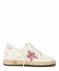 Golden Goose Baskets Enfant Ball Star Cuir Blanc Bubblegum Lila