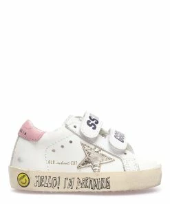 Golden Goose Baskets Bébé Old School Cuir Blanc Platinium Rose