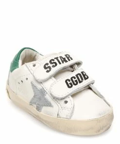Golden Goose Baskets Bébé Old School Cuir Blanc Argenté Vert -Golden Goose-boutique golde49385 pck20221229 3