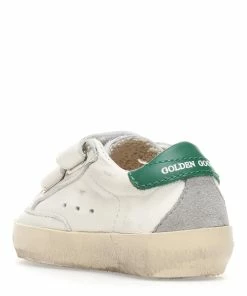 Golden Goose Baskets Bébé Old School Cuir Blanc Argenté Vert -Golden Goose-boutique golde49385 pck20221229 4