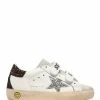 Golden Goose Baskets Bébé Old School Cuir Blanc Argenté Café