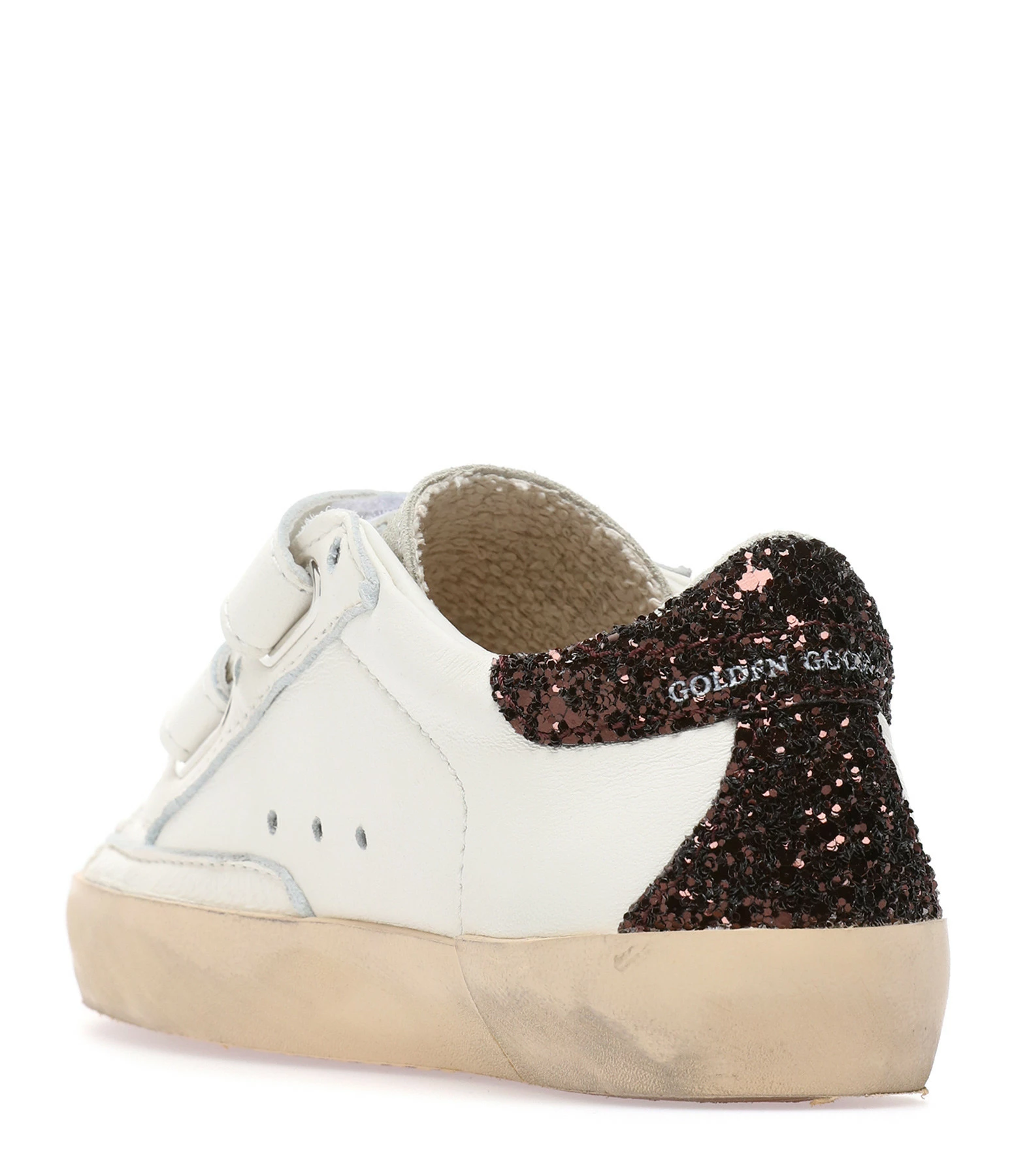 Golden Goose Baskets Bébé Old School Cuir Blanc Argenté Café 5 Golden Goose Baskets Bébé Old School Cuir Blanc Argenté Café – Image 3