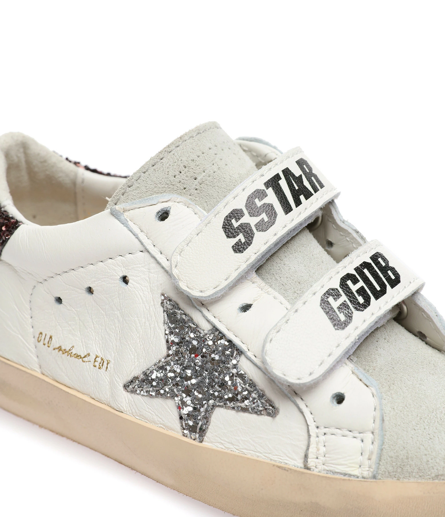 Golden Goose Baskets Bébé Old School Cuir Blanc Argenté Café 6 Golden Goose Baskets Bébé Old School Cuir Blanc Argenté Café – Image 4