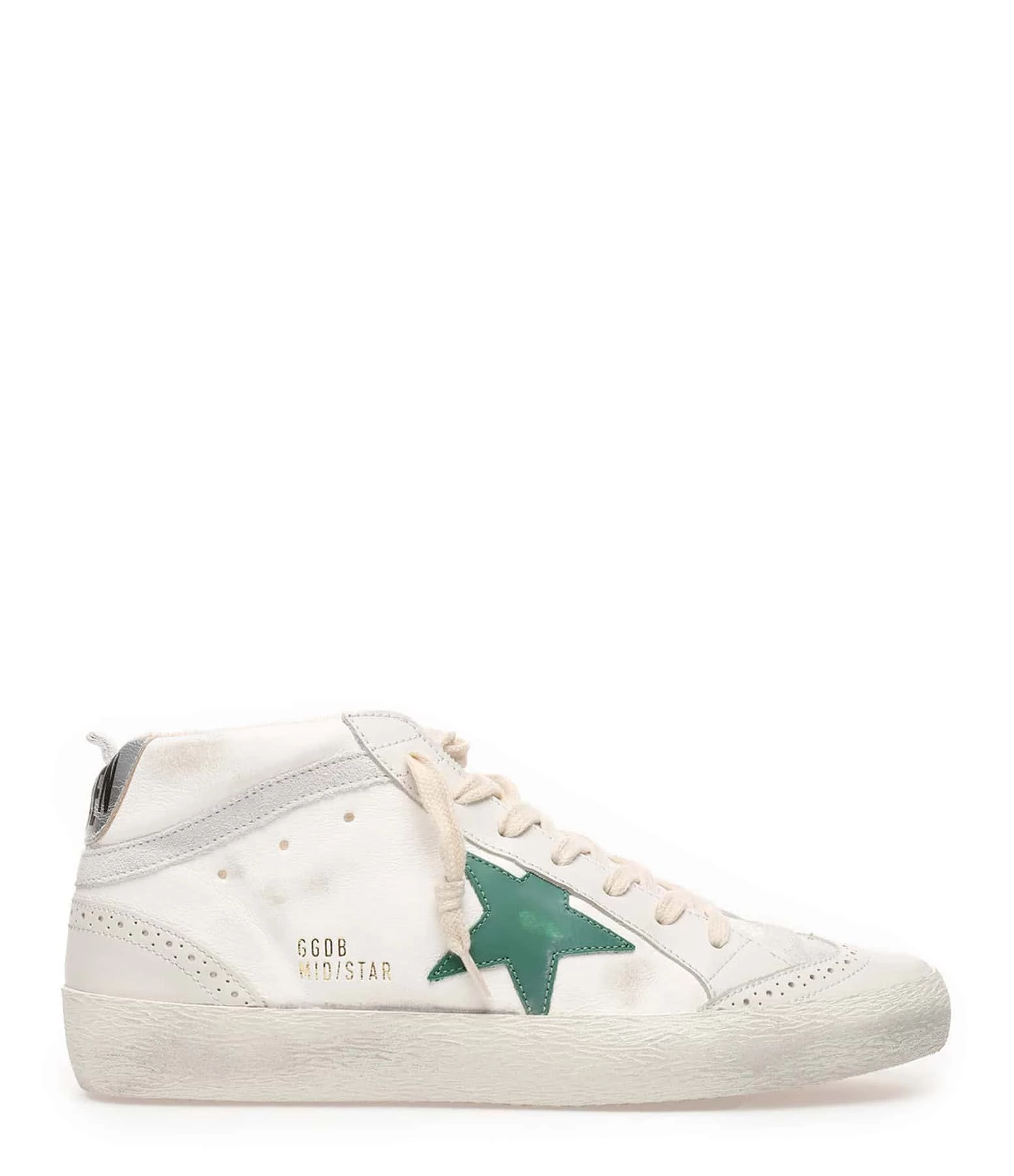 Golden Goose Baskets Homme Mid Star Cuir Crème Vert Argenté 3 Golden Goose Baskets Homme Mid Star Cuir Crème Vert Argenté