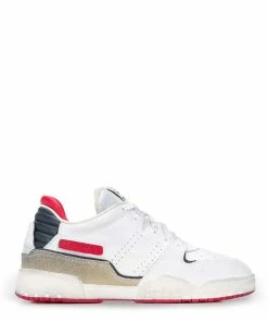 Isabel Marant Baskets Emree Cuir Blanc Bleu