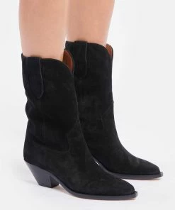 Isabel Marant Bottines Dahope Veau Velours Noir Délavé -Golden Goose-boutique imarb look20210831 23 1 1