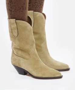 Isabel Marant Bottines Dahope Veau Velours Taupe -Golden Goose-boutique imarb look20220726 20211110 1