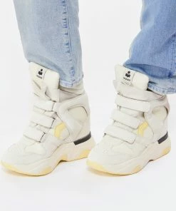 Isabel Marant Baskets Balskee Cuir Blanc Jaune Clair -Golden Goose-boutique imarb look20230110 66