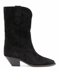 Isabel Marant Bottines Dahope Veau Velours Noir Délavé