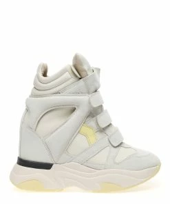 Isabel Marant Baskets Balskee Cuir Blanc Jaune Clair