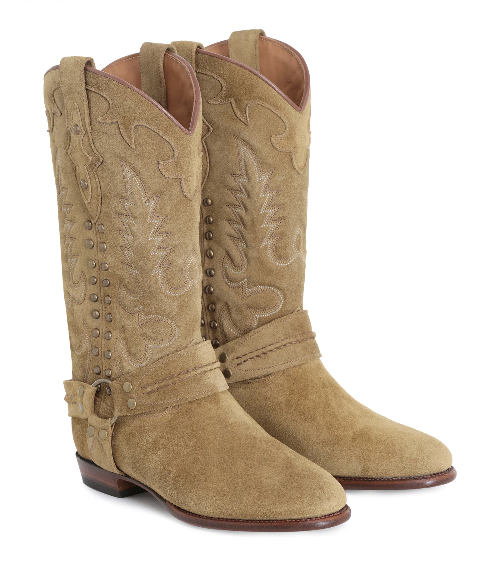 SHILOH HERITAGE Bottes Midnight Cuir Suédé Clous Camel 5 SHILOH HERITAGE Bottes Midnight Cuir Suédé Clous Camel – Image 3