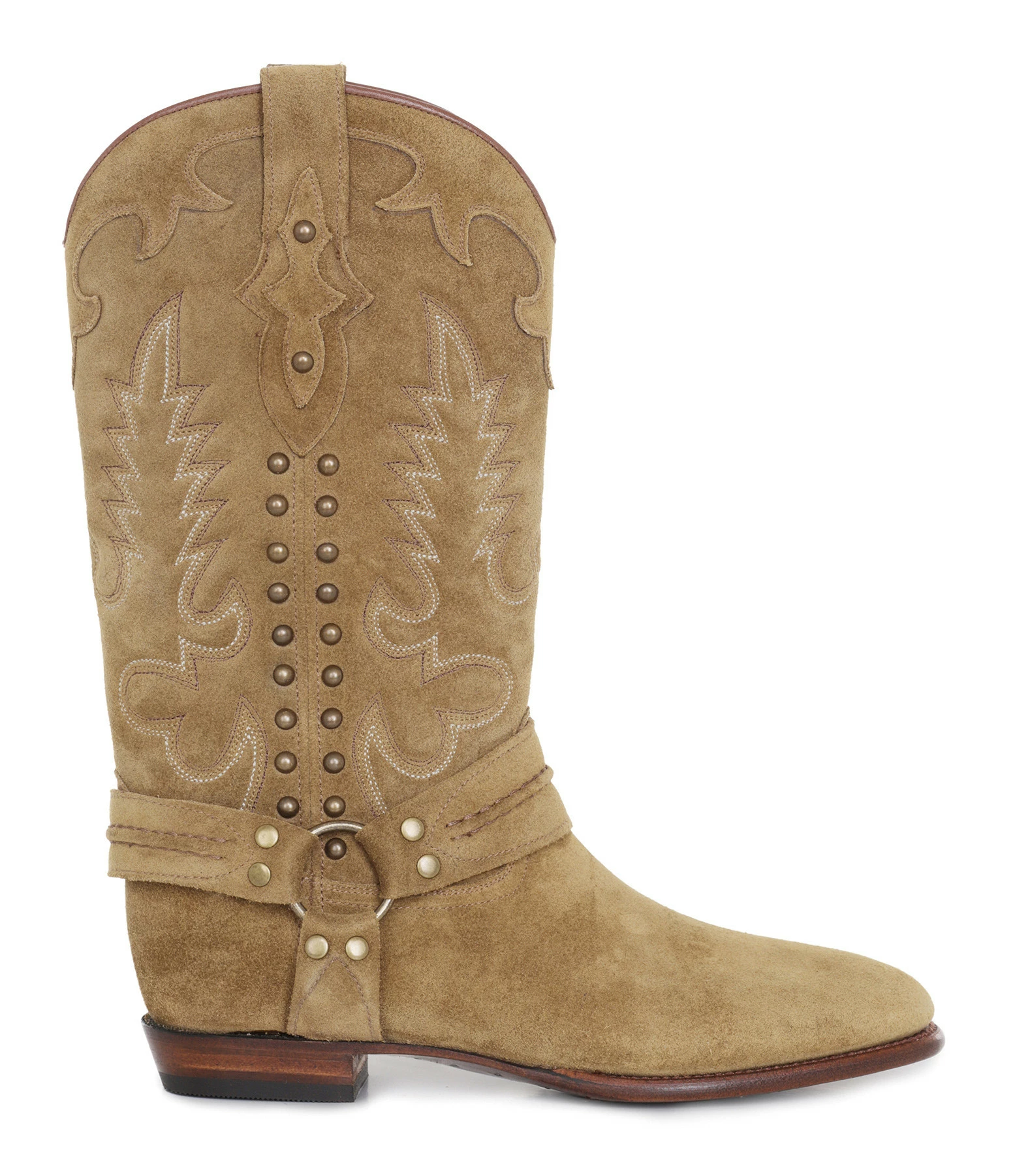 SHILOH HERITAGE Bottes Midnight Cuir Suédé Clous Camel 3 SHILOH HERITAGE Bottes Midnight Cuir Suédé Clous Camel