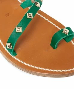 K.jacques Sandales Skadipyr Cuir Pul Vert Pyramides Doré -Golden Goose-boutique kja0j51952 pck20230118 3