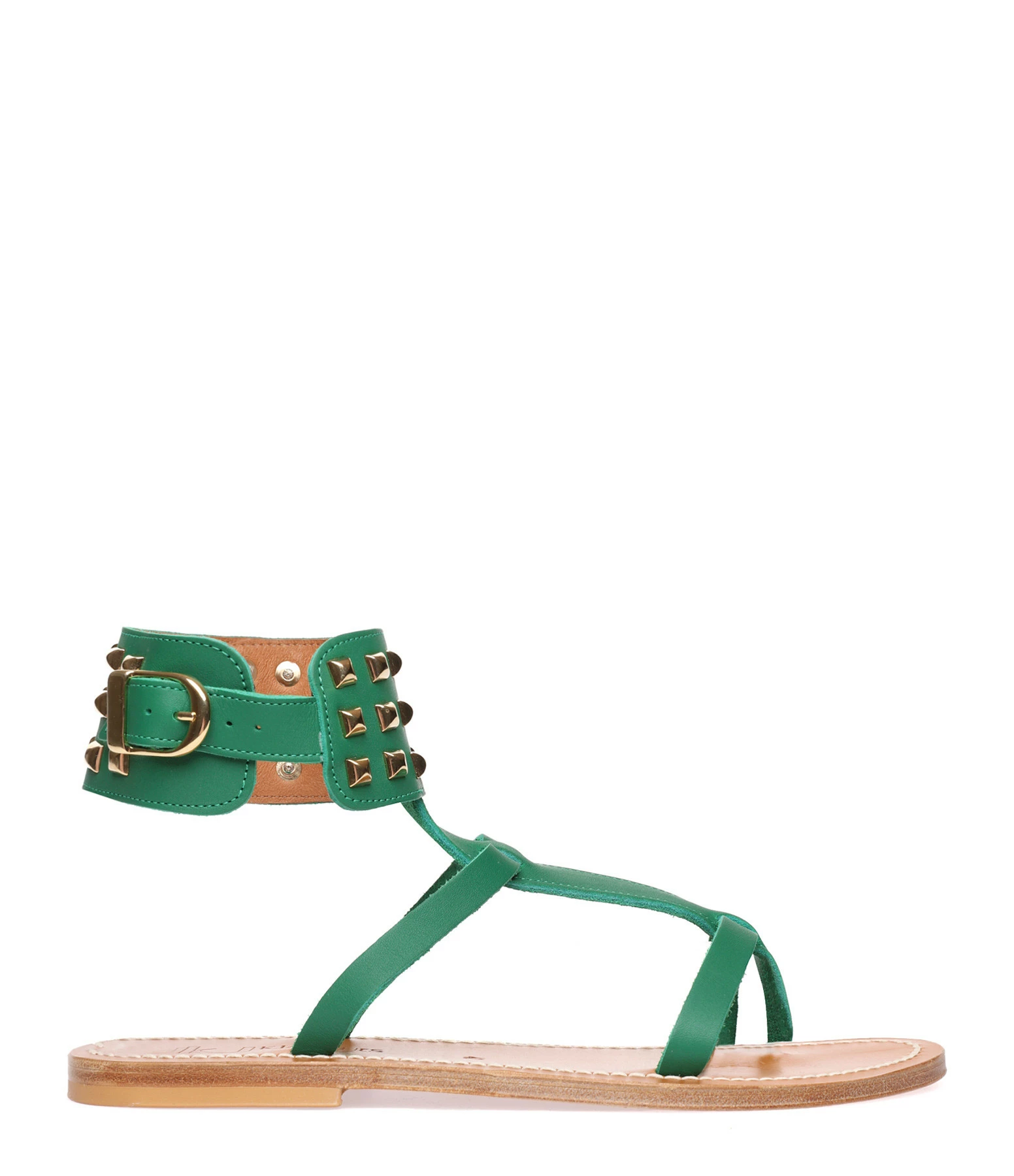 K.jacques Sandales Forban Cuir Pul Vert Pyramides Doré 3 K.jacques Sandales Forban Cuir Pul Vert Pyramides Doré