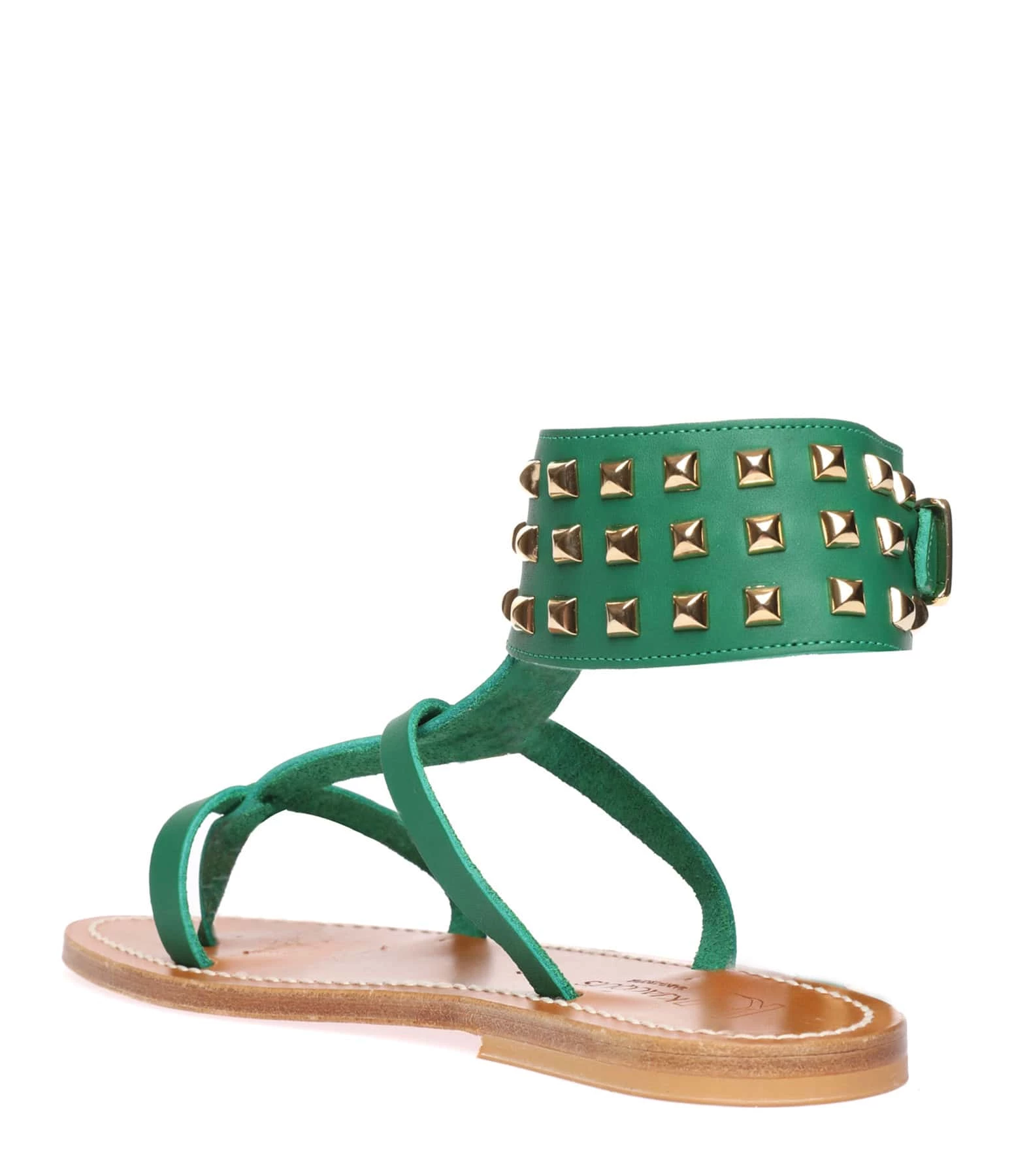 K.jacques Sandales Forban Cuir Pul Vert Pyramides Doré 5 K.jacques Sandales Forban Cuir Pul Vert Pyramides Doré – Image 3