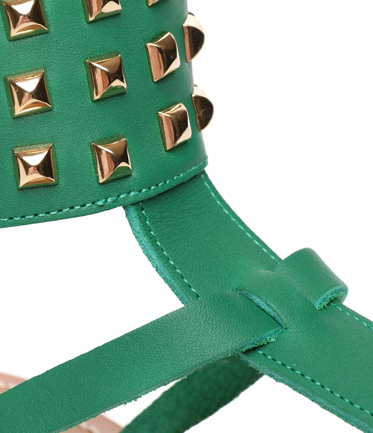 K.jacques Sandales Forban Cuir Pul Vert Pyramides Doré 6 K.jacques Sandales Forban Cuir Pul Vert Pyramides Doré – Image 4