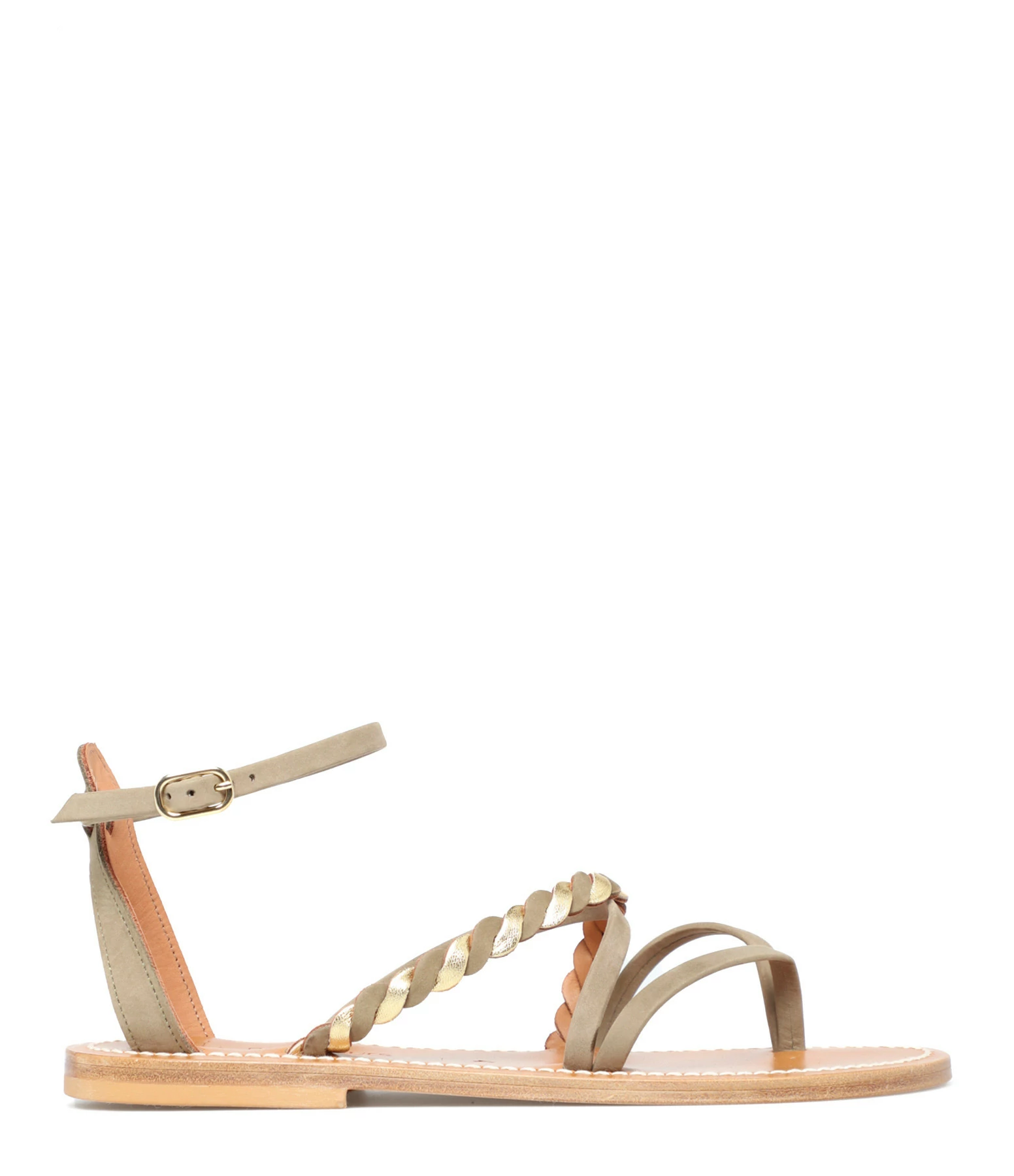 K.jacques Sandales Malouine Cuir Nubuck Kaki Combi Lame Doré Jaune 3 K.jacques Sandales Malouine Cuir Nubuck Kaki Combi Lame Doré Jaune