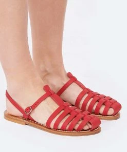 K.jacques Sandales Adrien Cuir Pul Garance Rouge -Golden Goose-boutique kjaad look20220128 333