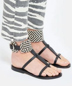 K.jacques Sandales Caravelle Ebène Cuir Pul Noir Blanc -Golden Goose-boutique kjaca look20210316 83