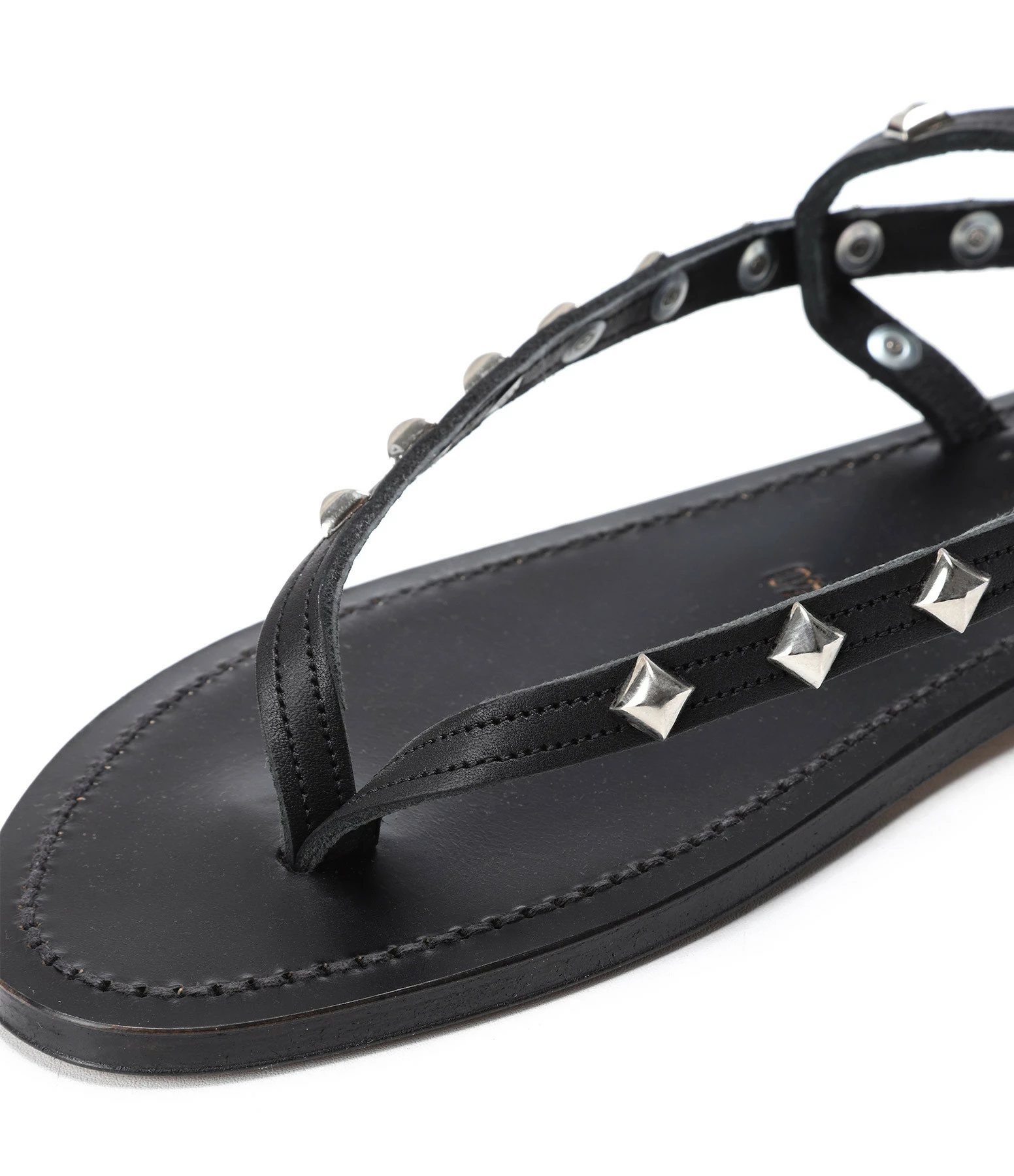 K.jacques Sandales Deltapyr Ebene Cuir Pul Noir Pyramides Argenté 6 K.jacques Sandales Deltapyr Ebene Cuir Pul Noir Pyramides Argenté – Image 4