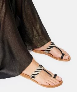 K.jacques Tongs Ganges Cuir Pul Noir Horsy Zèbre -Golden Goose-boutique kjaga look20190117 421