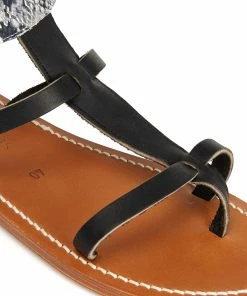 K.jacques Sandales Caravelle Cuir Pul Noir Hawai Blanc -Golden Goose-boutique lulli 03018 5222222568891