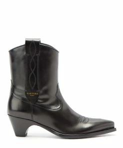 Bottines Justine Cuir Noir, Collaboration Made In Tomboy X Sartore