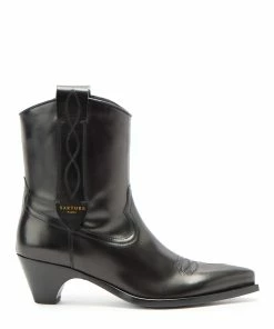 Bottines Justine Cuir Noir, Collaboration Made In Tomboy X Sartore