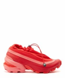 MM6 Maison Margiela Baskets Cross Low Cuir Rouge, Collaboration MM6 X Salomon