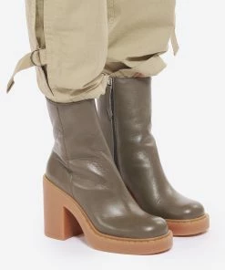 N.O.M.E Bottes Brigitte Cuir Olive -Golden Goose-boutique nomeb look20220629 33