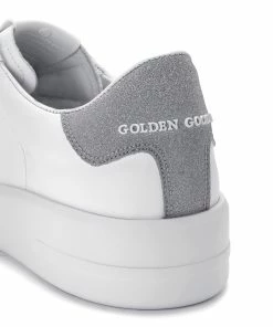 Golden Goose Baskets Pure Star Cuir Blanc Glitter Argenté -Golden Goose-boutique nov 02062