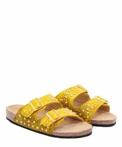 Claris Virot Mules Odette Lézard Clous Jaune -Golden Goose-boutique odette jaune 3