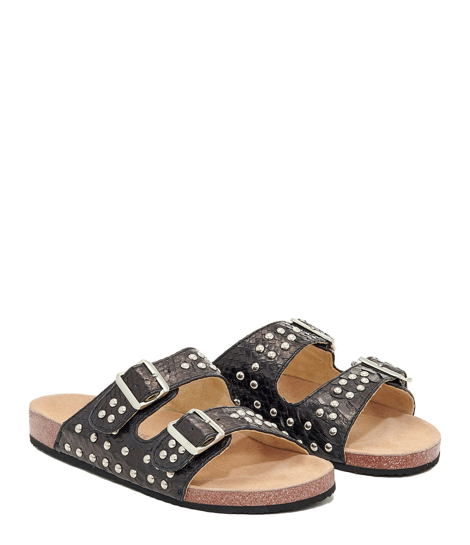 Claris Virot Mules Odette Python Clous Noir Argenté 5 Claris Virot Mules Odette Python Clous Noir Argenté – Image 3