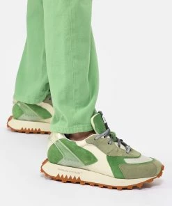 RUN OF Baskets Mango Cuir Vert Blanc Cassé -Golden Goose-boutique runof look20230111 127