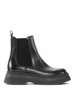 Ganni Bottines Cuir Noir