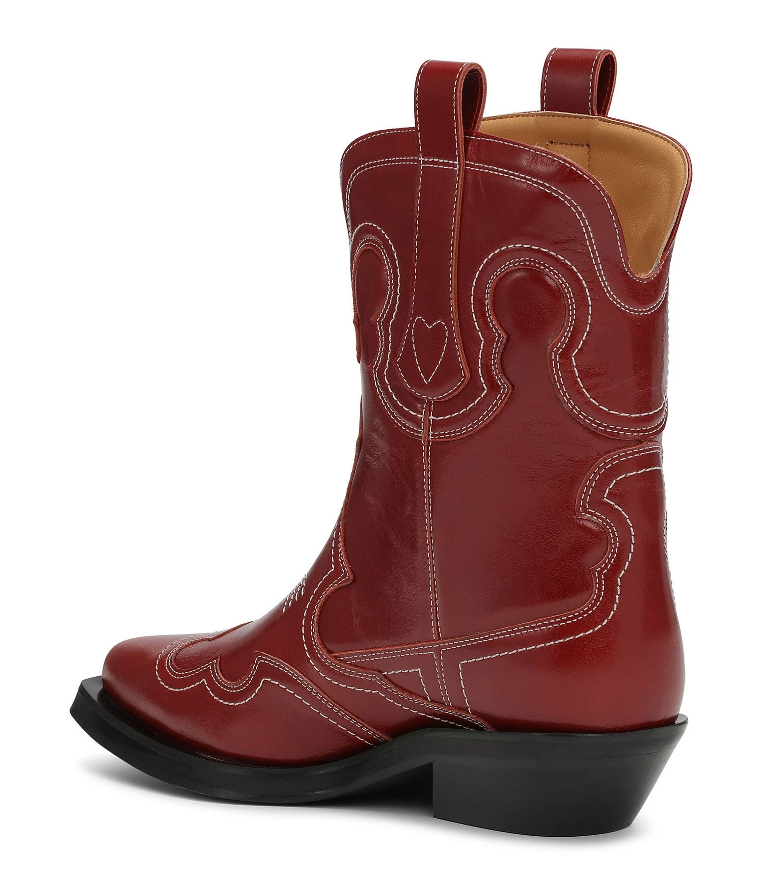 Ganni Bottines Santiag Cuir Cerise 4 Ganni Bottines Santiag Cuir Cerise – Image 2