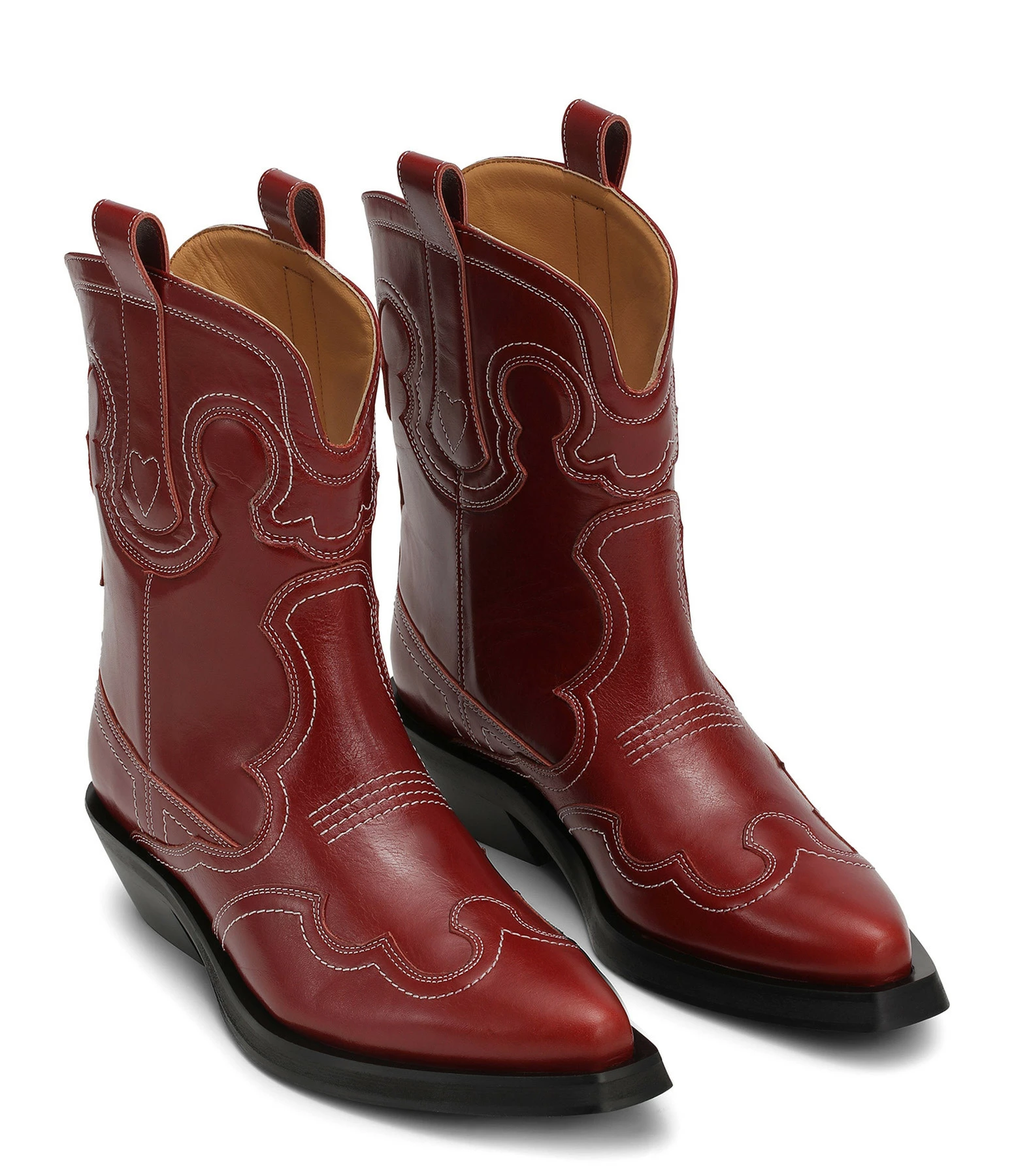 Ganni Bottines Santiag Cuir Cerise 5 Ganni Bottines Santiag Cuir Cerise – Image 3