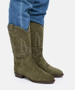 SHILOH HERITAGE Bottes Midnight Cuir Suédé Olive -Golden Goose-boutique shilo look20220823 140