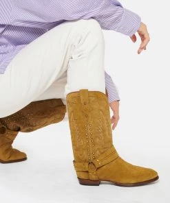SHILOH HERITAGE Bottes Midnight Cuir Suédé Clous Camel 16 SHILOH HERITAGE Bottes Midnight Cuir Suédé Clous Camel -Golden Goose-boutique shilo look20221018 463