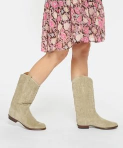 SHILOH HERITAGE Bottes Midnight Cuir Suédé Beige Désert -Golden Goose-boutique shilo look20230118 98