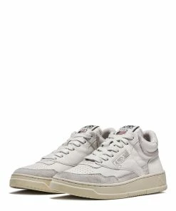AUTRY Baskets Mid Cuir Blanc -Golden Goose-boutique sneakers open mid in pelle e suede bianco autry 18897 dettaglio2x
