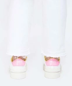 STR*HYPE Baskets Cuir Biologique Blanc Rose -Golden Goose-boutique strst look20230301 14