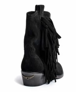Zadig & Voltaire Bottines Pilar Cuir Suédé Noir -Golden Goose-boutique swct00104 noir 3 1