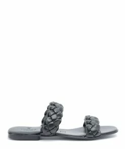 THERA'S Mules Tressées Cuir Noir