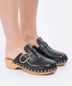 Vanessa Bruno Sabots 40mm Cuir Végétal Noir -Golden Goose-boutique vbrun look20220201 50