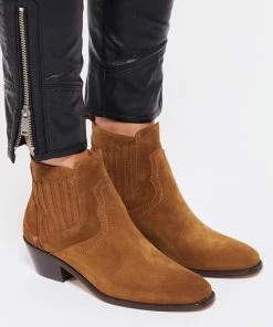 Vanessa Bruno Bottines Santiag Cuir Veau Noisette -Golden Goose-boutique vbrun look20220713 88