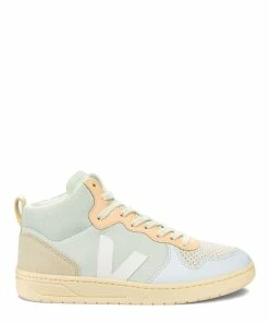 Veja Baskets V 15 Cuir Suédé Jade Blanc Multicolore
