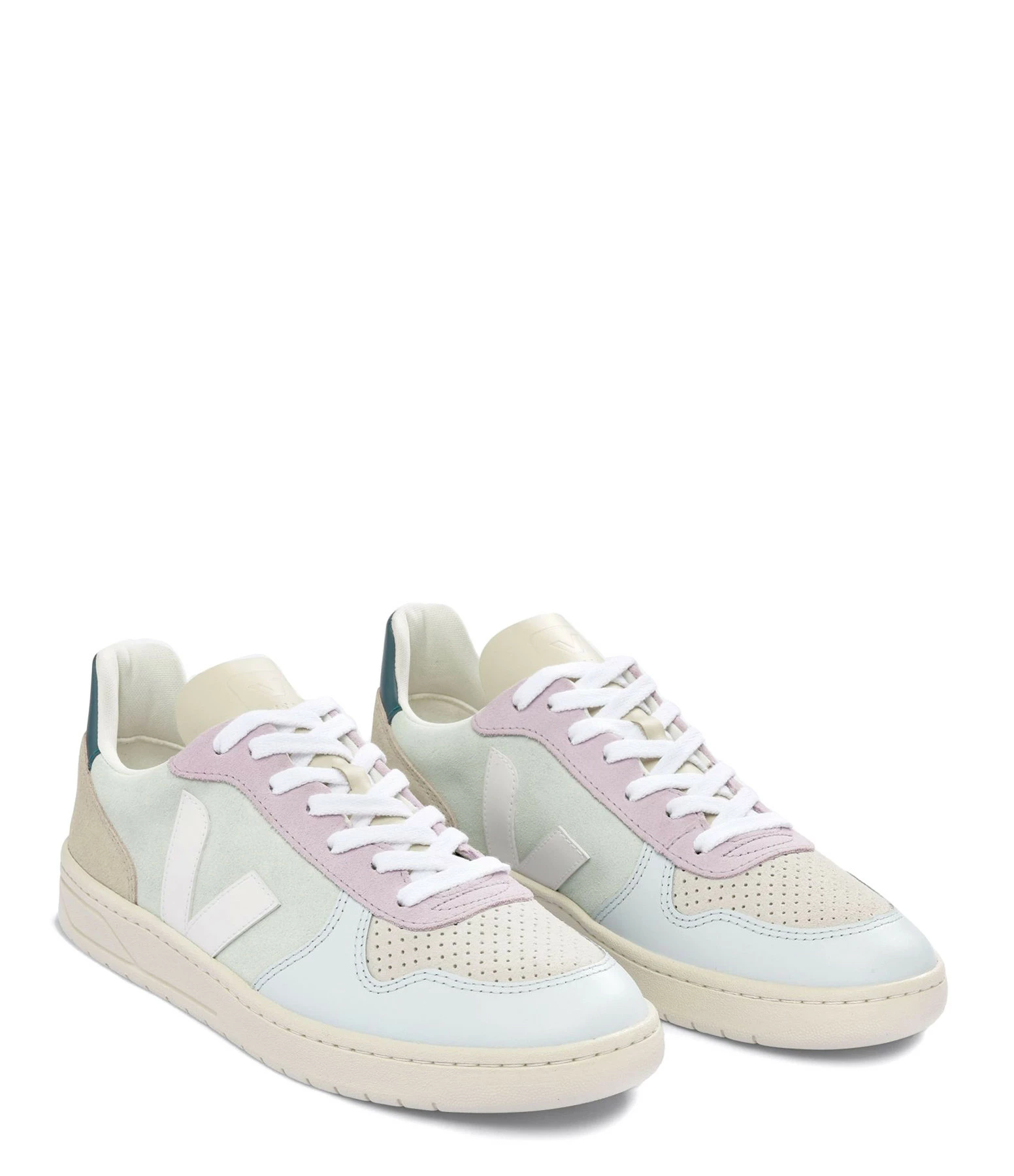 Veja Baskets V 10 Cuir Suédé Jade Blanc Multicolore 4 Veja Baskets V 10 Cuir Suédé Jade Blanc Multicolore – Image 2